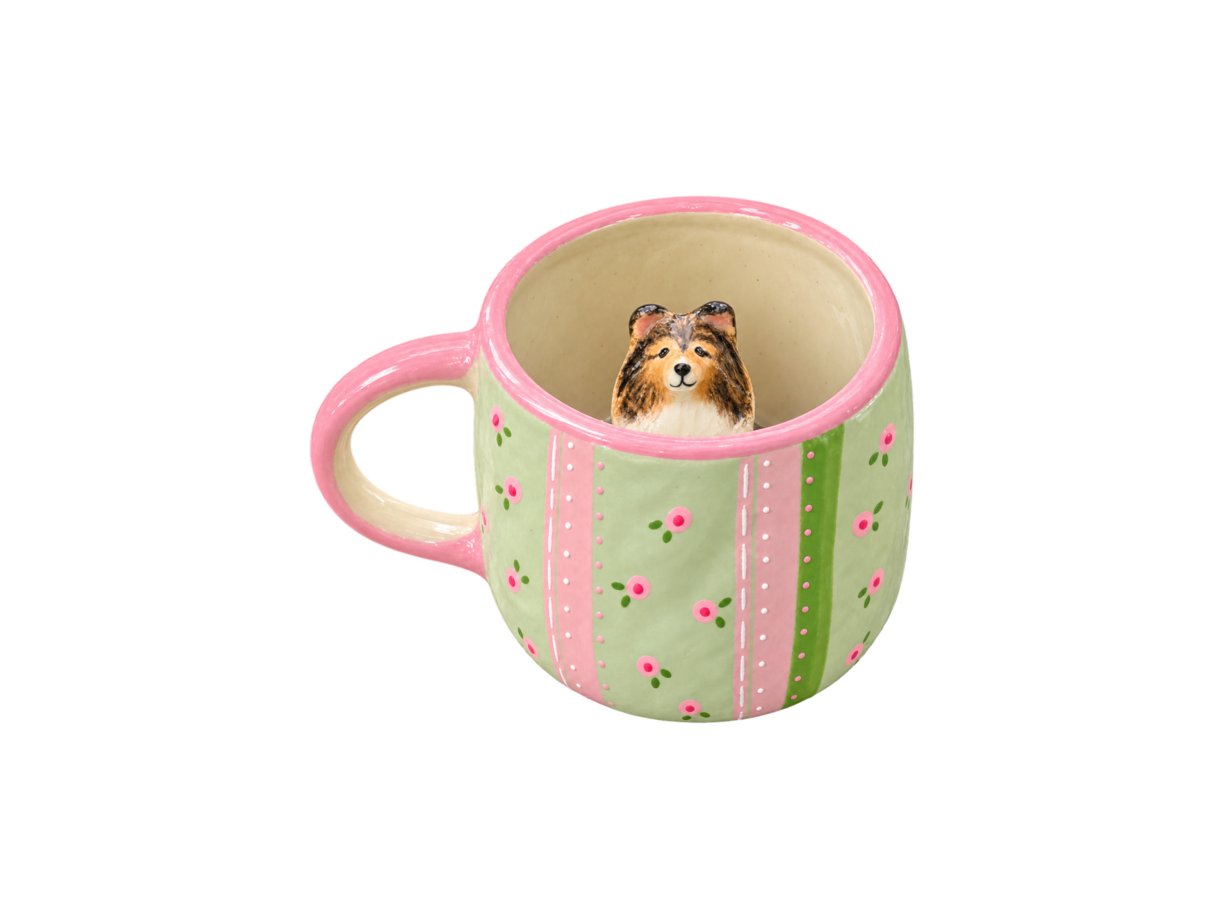 Tasse personnalisée Rosée de Printemps avec figurine d’animal sculptée et peinte à la main